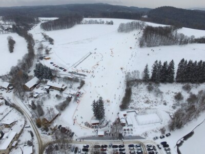 View from drone - skiing slope close to Prague